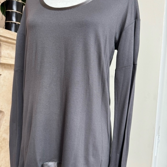 Maria Bianca Nero Gray Scoop Neck Long Sleeve Silk Trim Womens Size M Vintage - Picture 6 of 14